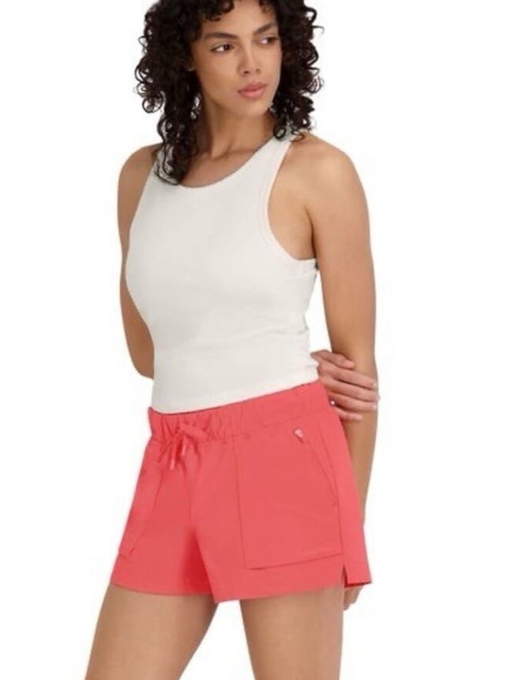 Outdoor Voices Ribbed Scoop Neck Racerback Tank Shelf Bra Egret